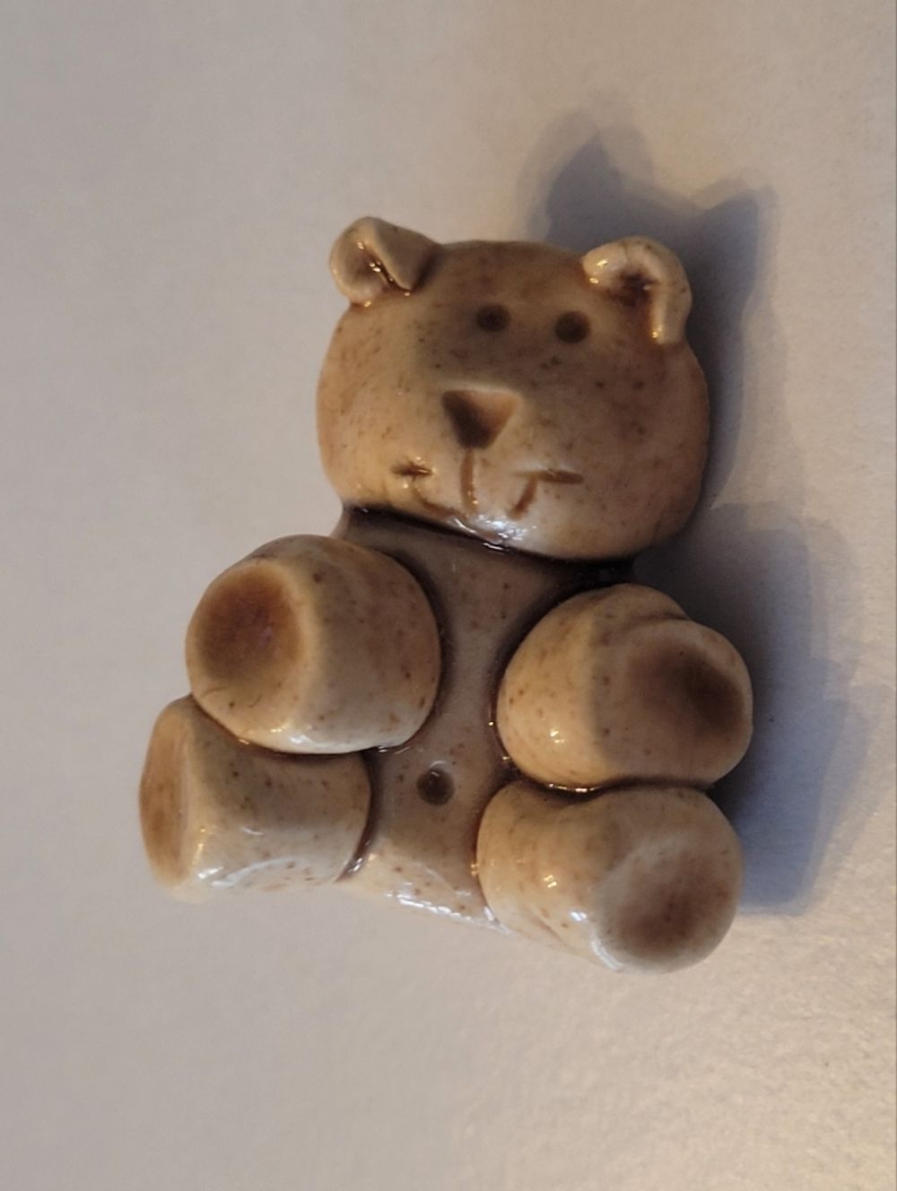 Ceramic Teddy Figurine Pin